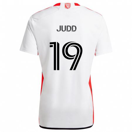 Kandiny Niño Camiseta Preston Judd #19 Blanco Rojo 2ª Equipación 2024/25 La Camisa Chile