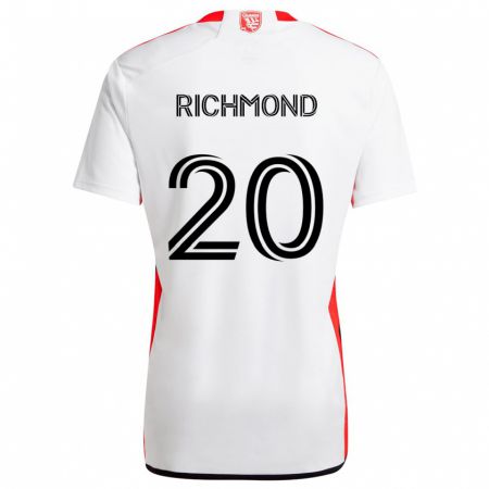 Kandiny Niño Camiseta Will Richmond #20 Blanco Rojo 2ª Equipación 2024/25 La Camisa Chile