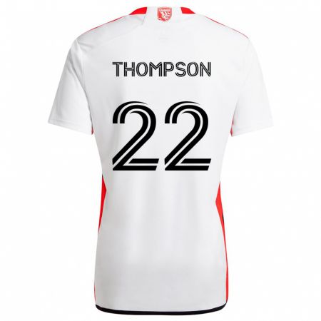 Kandiny Niño Camiseta Tommy Thompson #22 Blanco Rojo 2ª Equipación 2024/25 La Camisa Chile