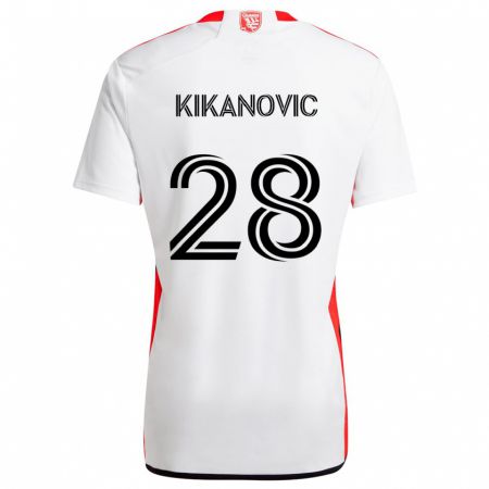 Kandiny Niño Camiseta Benjamin Kikanović #28 Blanco Rojo 2ª Equipación 2024/25 La Camisa Chile