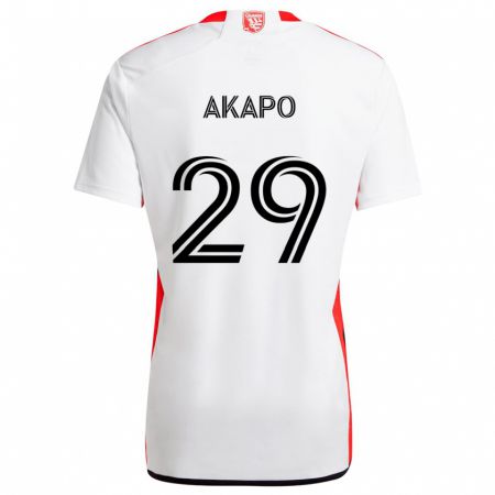 Kandiny Niño Camiseta Carlos Akapo #29 Blanco Rojo 2ª Equipación 2024/25 La Camisa Chile