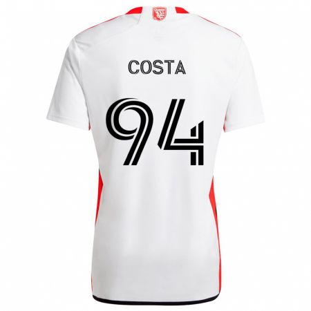 Kandiny Niño Camiseta Vítor Costa #94 Blanco Rojo 2ª Equipación 2024/25 La Camisa Chile