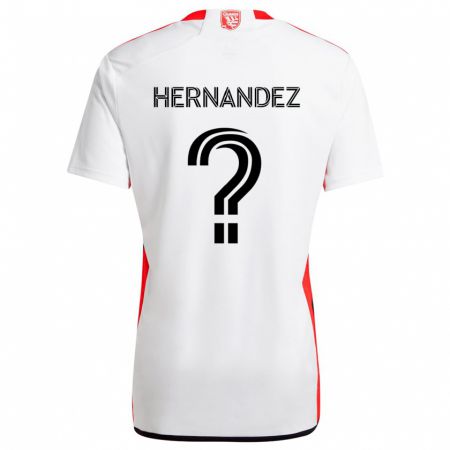 Kandiny Niño Camiseta Oliver Hernandez #0 Blanco Rojo 2ª Equipación 2024/25 La Camisa Chile