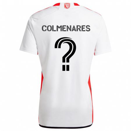 Kandiny Niño Camiseta Mateo Colmenares #0 Blanco Rojo 2ª Equipación 2024/25 La Camisa Chile