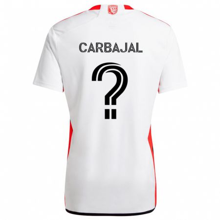 Kandiny Niño Camiseta Sebastian Carbajal #0 Blanco Rojo 2ª Equipación 2024/25 La Camisa Chile