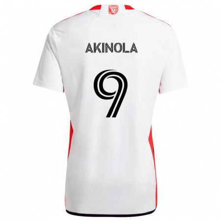 Kandiny Niño Camiseta Ayo Akinola #9 Blanco Rojo 2ª Equipación 2024/25 La Camisa Chile