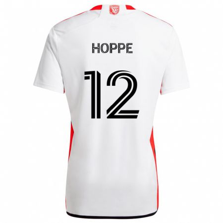 Kandiny Niño Camiseta Matthew Hoppe #12 Blanco Rojo 2ª Equipación 2024/25 La Camisa Chile