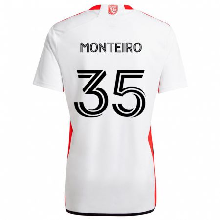 Kandiny Niño Camiseta Jamiro Monteiro #35 Blanco Rojo 2ª Equipación 2024/25 La Camisa Chile