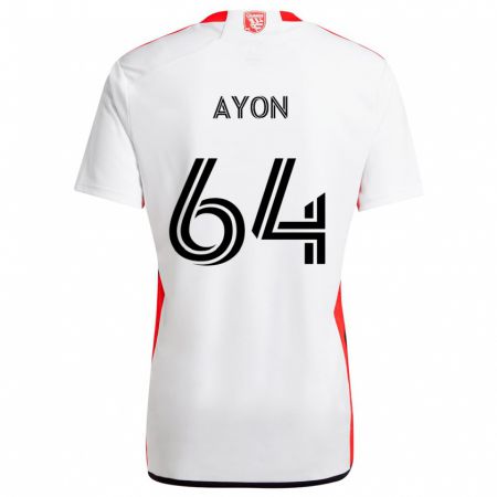 Kandiny Niño Camiseta Jerry Ayon #64 Blanco Rojo 2ª Equipación 2024/25 La Camisa Chile