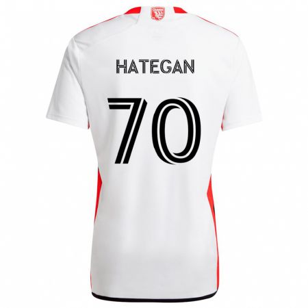 Kandiny Niño Camiseta Roberto Hategan #70 Blanco Rojo 2ª Equipación 2024/25 La Camisa Chile