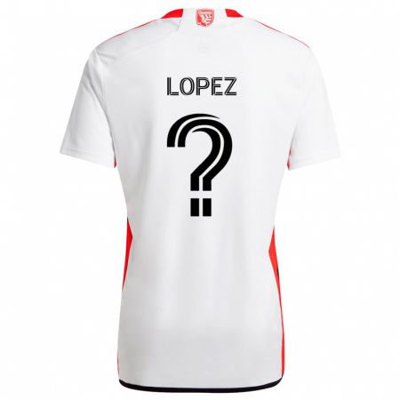 Kandiny Niño Camiseta Mateo Lopez #0 Blanco Rojo 2ª Equipación 2024/25 La Camisa Chile