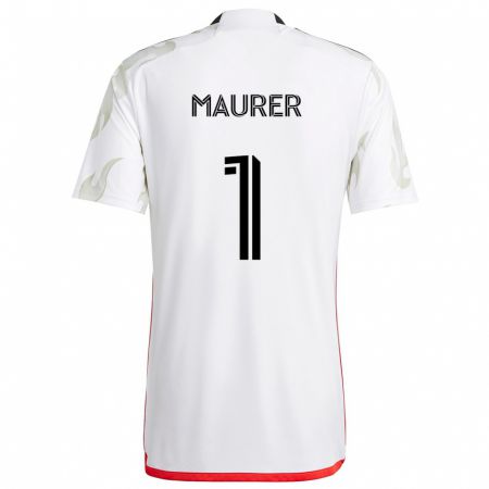 Kandiny Niño Camiseta Jimmy Maurer #1 Blanco Rojo Negro 2ª Equipación 2024/25 La Camisa Chile