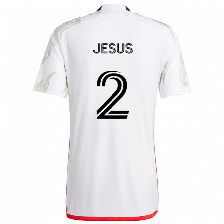 Kandiny Niño Camiseta Geovane Jesus #2 Blanco Rojo Negro 2ª Equipación 2024/25 La Camisa Chile