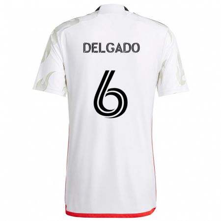 Kandiny Niño Camiseta Patrickson Delgado #6 Blanco Rojo Negro 2ª Equipación 2024/25 La Camisa Chile