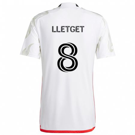 Kandiny Niño Camiseta Sebastian Lletget #8 Blanco Rojo Negro 2ª Equipación 2024/25 La Camisa Chile