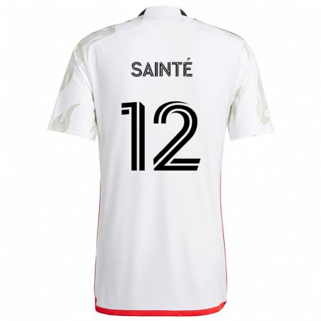 Kandiny Niño Camiseta Carl Sainté #12 Blanco Rojo Negro 2ª Equipación 2024/25 La Camisa Chile