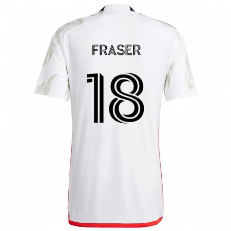 Kandiny Niño Camiseta Liam Fraser #18 Blanco Rojo Negro 2ª Equipación 2024/25 La Camisa Chile