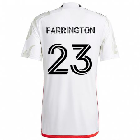 Kandiny Niño Camiseta Logan Farrington #23 Blanco Rojo Negro 2ª Equipación 2024/25 La Camisa Chile