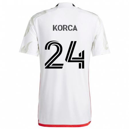 Kandiny Niño Camiseta Amet Korça #24 Blanco Rojo Negro 2ª Equipación 2024/25 La Camisa Chile