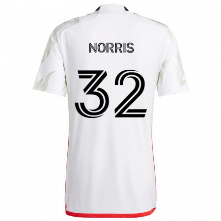 Kandiny Niño Camiseta Nolan Norris #32 Blanco Rojo Negro 2ª Equipación 2024/25 La Camisa Chile