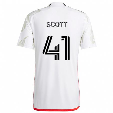 Kandiny Niño Camiseta Tarik Scott #41 Blanco Rojo Negro 2ª Equipación 2024/25 La Camisa Chile