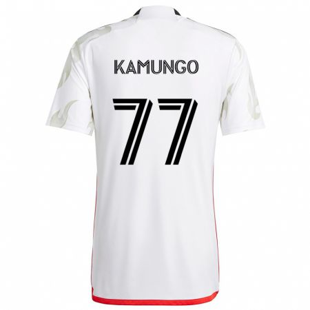 Kandiny Niño Camiseta Bernard Kamungo #77 Blanco Rojo Negro 2ª Equipación 2024/25 La Camisa Chile