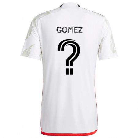 Kandiny Niño Camiseta Victor Gomez #0 Blanco Rojo Negro 2ª Equipación 2024/25 La Camisa Chile