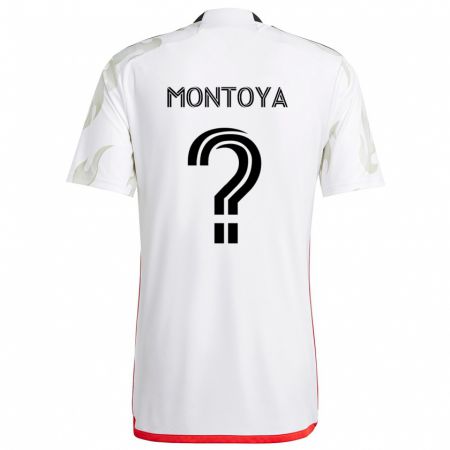 Kandiny Niño Camiseta Nicolás Montoya #0 Blanco Rojo Negro 2ª Equipación 2024/25 La Camisa Chile