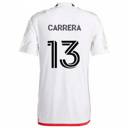 Kandiny Niño Camiseta Antonio Carrera #13 Blanco Rojo Negro 2ª Equipación 2024/25 La Camisa Chile