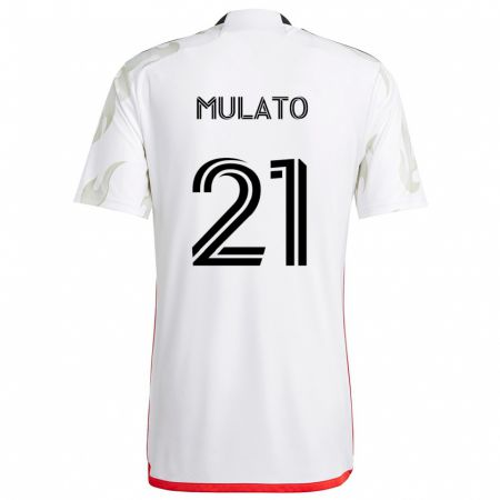 Kandiny Niño Camiseta José Mulato #21 Blanco Rojo Negro 2ª Equipación 2024/25 La Camisa Chile