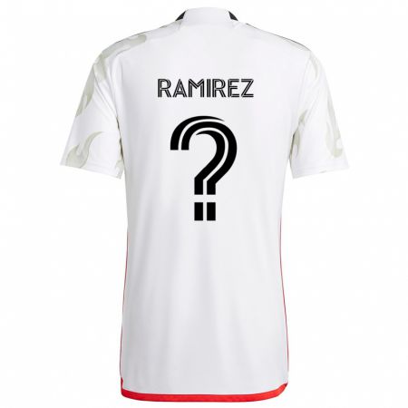 Kandiny Niño Camiseta Anthony Ramirez #0 Blanco Rojo Negro 2ª Equipación 2024/25 La Camisa Chile