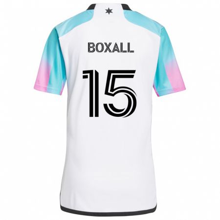 Kandiny Niño Camiseta Michael Boxall #15 Blanco Azul Negro 2ª Equipación 2024/25 La Camisa Chile