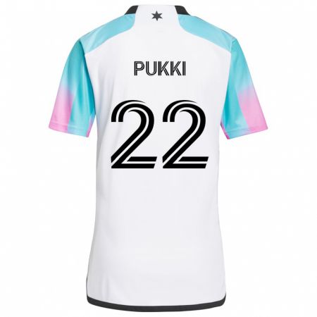 Kandiny Niño Camiseta Teemu Pukki #22 Blanco Azul Negro 2ª Equipación 2024/25 La Camisa Chile