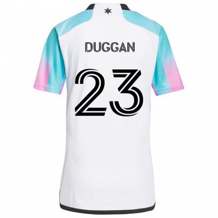 Kandiny Niño Camiseta Morris Duggan #23 Blanco Azul Negro 2ª Equipación 2024/25 La Camisa Chile