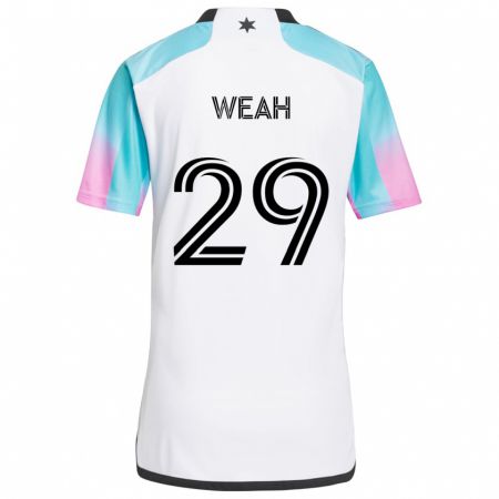 Kandiny Niño Camiseta Patrick Weah #29 Blanco Azul Negro 2ª Equipación 2024/25 La Camisa Chile