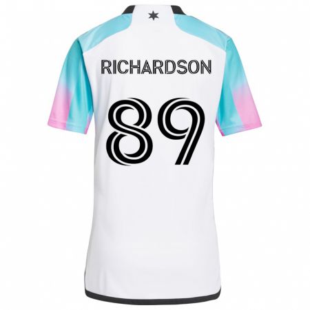 Kandiny Niño Camiseta Nick Richardson #89 Blanco Azul Negro 2ª Equipación 2024/25 La Camisa Chile