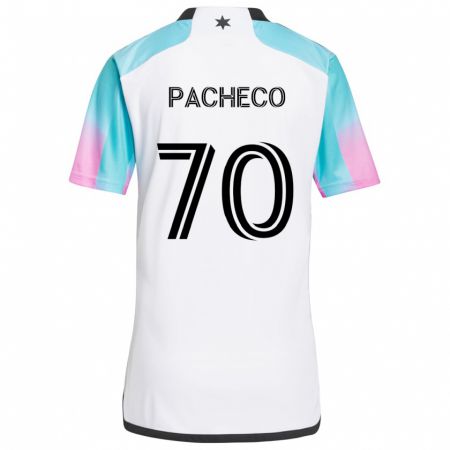 Kandiny Niño Camiseta Diogo Pacheco #70 Blanco Azul Negro 2ª Equipación 2024/25 La Camisa Chile