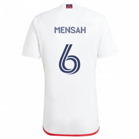 Kandiny Niño Camiseta Jonathan Mensah #6 Blanco Rojo 2ª Equipación 2024/25 La Camisa Chile