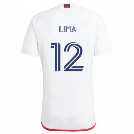 Kandiny Niño Camiseta Nick Lima #12 Blanco Rojo 2ª Equipación 2024/25 La Camisa Chile