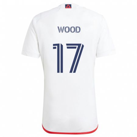 Kandiny Niño Camiseta Bobby Wood #17 Blanco Rojo 2ª Equipación 2024/25 La Camisa Chile