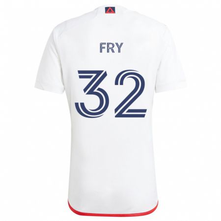 Kandiny Niño Camiseta Malcolm Fry #32 Blanco Rojo 2ª Equipación 2024/25 La Camisa Chile