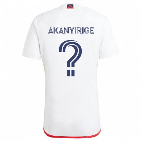 Kandiny Niño Camiseta Jacob Akanyirige #0 Blanco Rojo 2ª Equipación 2024/25 La Camisa Chile