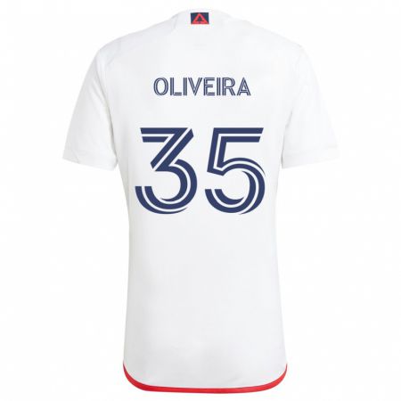 Kandiny Niño Camiseta Cristiano Oliveira #35 Blanco Rojo 2ª Equipación 2024/25 La Camisa Chile