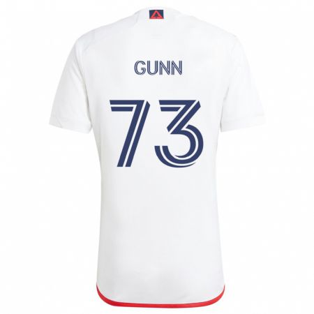 Kandiny Niño Camiseta Jd Gunn #73 Blanco Rojo 2ª Equipación 2024/25 La Camisa Chile