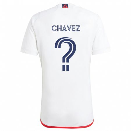 Kandiny Niño Camiseta Gabriel Chávez #0 Blanco Rojo 2ª Equipación 2024/25 La Camisa Chile