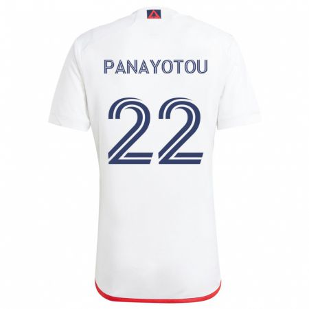 Kandiny Niño Camiseta Jack Panayotou #22 Blanco Rojo 2ª Equipación 2024/25 La Camisa Chile