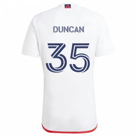 Kandiny Niño Camiseta Nakye Greenidge-Duncan #35 Blanco Rojo 2ª Equipación 2024/25 La Camisa Chile