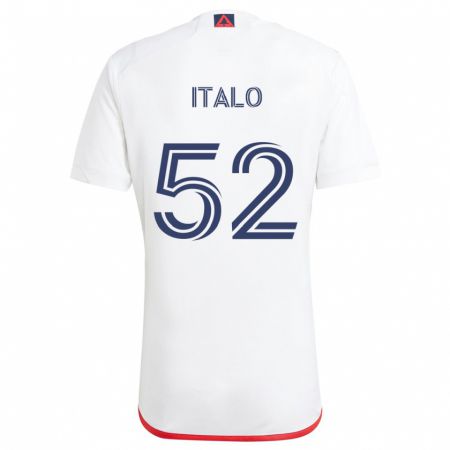 Kandiny Niño Camiseta Ítalo #52 Blanco Rojo 2ª Equipación 2024/25 La Camisa Chile