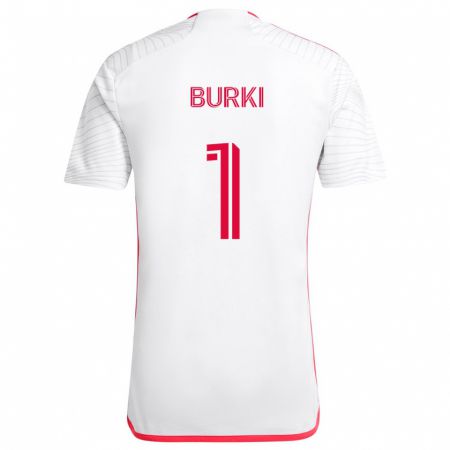 Kandiny Niño Camiseta Roman Bürki #1 Blanco Rojo 2ª Equipación 2024/25 La Camisa Chile