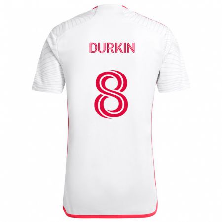 Kandiny Niño Camiseta Chris Durkin #8 Blanco Rojo 2ª Equipación 2024/25 La Camisa Chile